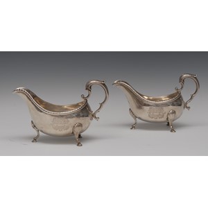 A pair of substantial Irish George III silver sauce boats