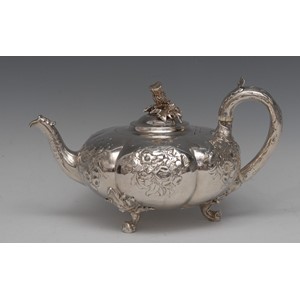 Paul Storr - a William IV silver melon shaped teapot