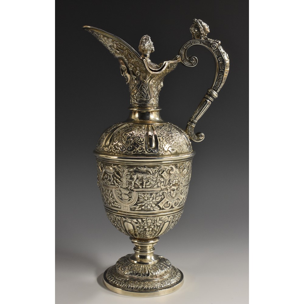 A Victorian silver Cellini ewer