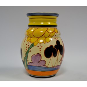 A Clarice Cliff Fantasque Bizarre Summerhouse pattern vase