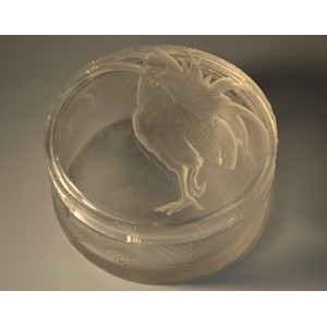 A R Lalique frosted and clear glass circular powder bowl