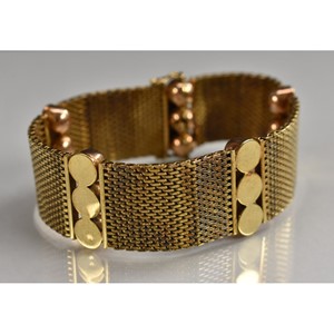 A fine quality 1960s/70s ball and chain mesh panel 14ct gold bracelet