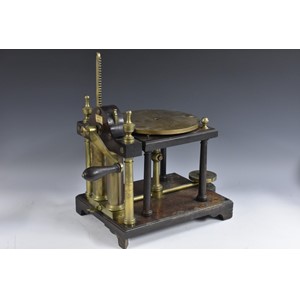 A 19th century mahogany and brass twin-barrel vacuum or air pump