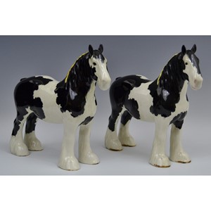 A Beswick Piebald Shire Horse, with black markings