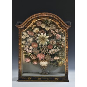 A superb 18th century Irish shell work botanical arrangement