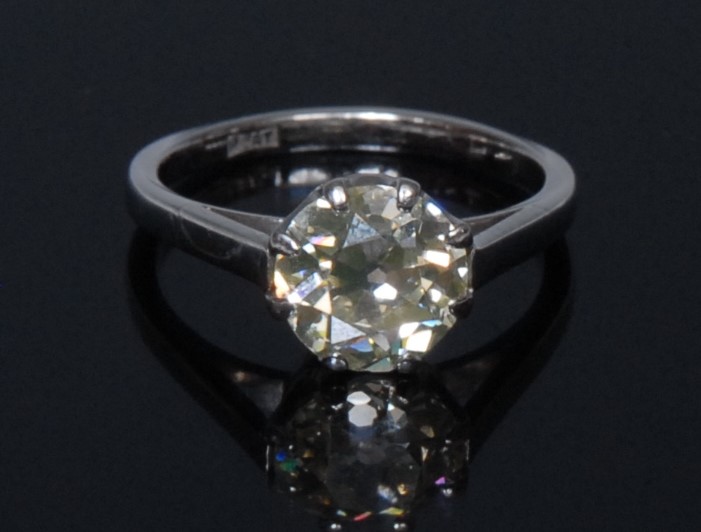 A platinum and diamond solitaire ring