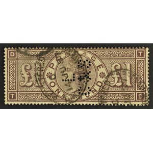 Stamps - a Queen Victoria 1884 £1 brown/lilac