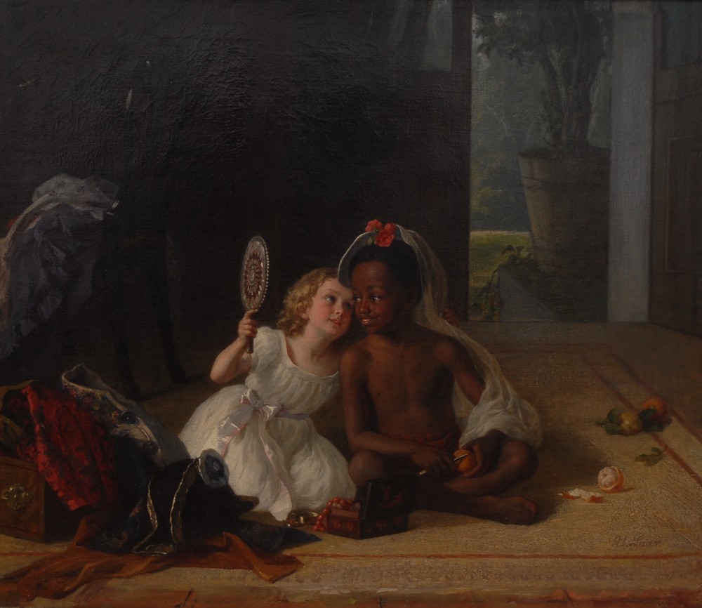 U L** (19th century) Playing Nicely Together indistinctly signed