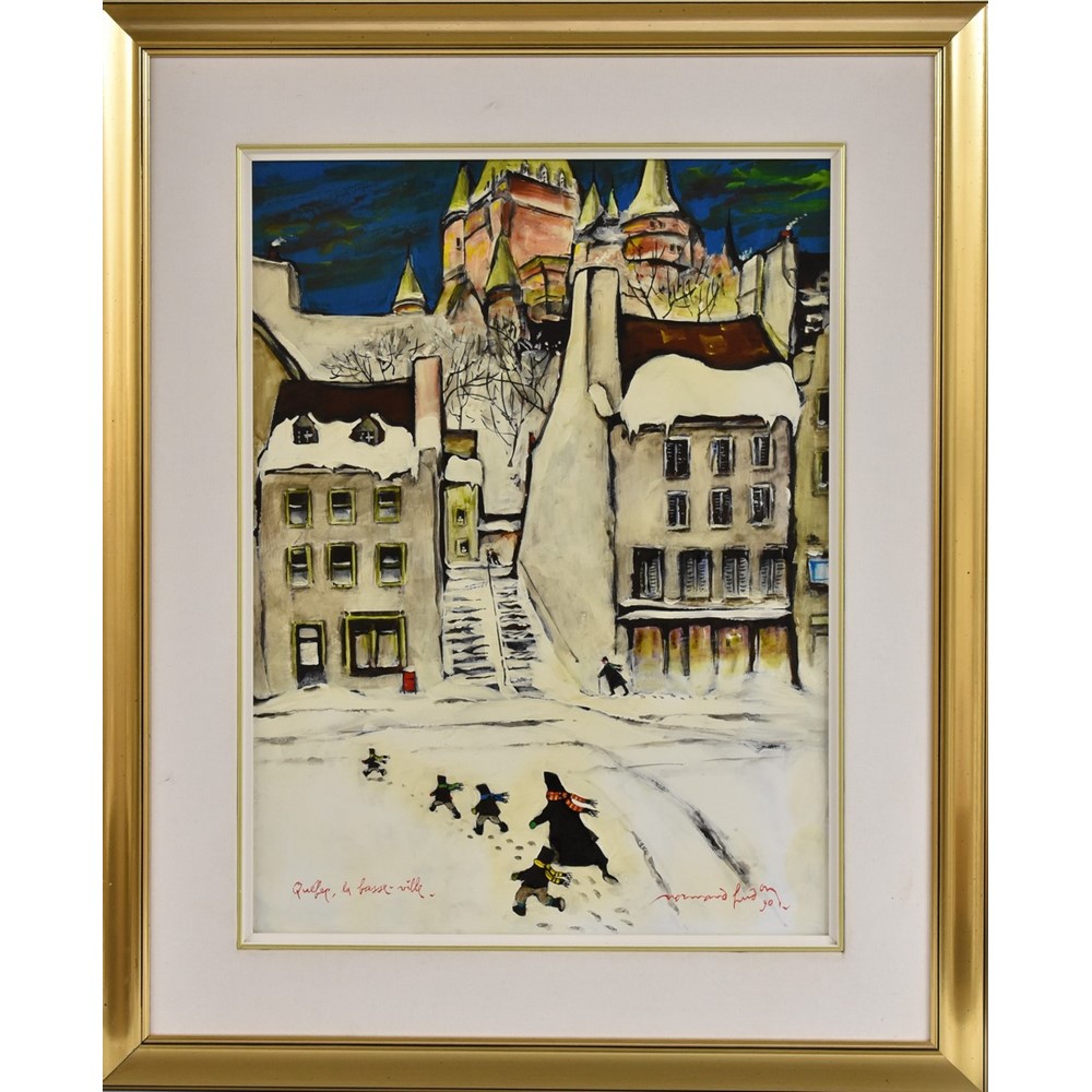Normand Hudon (Canadian Artist, b. 1929) Québec la basse-ville