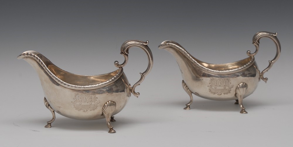 A pair of substantial Irish George III silver sauce boats