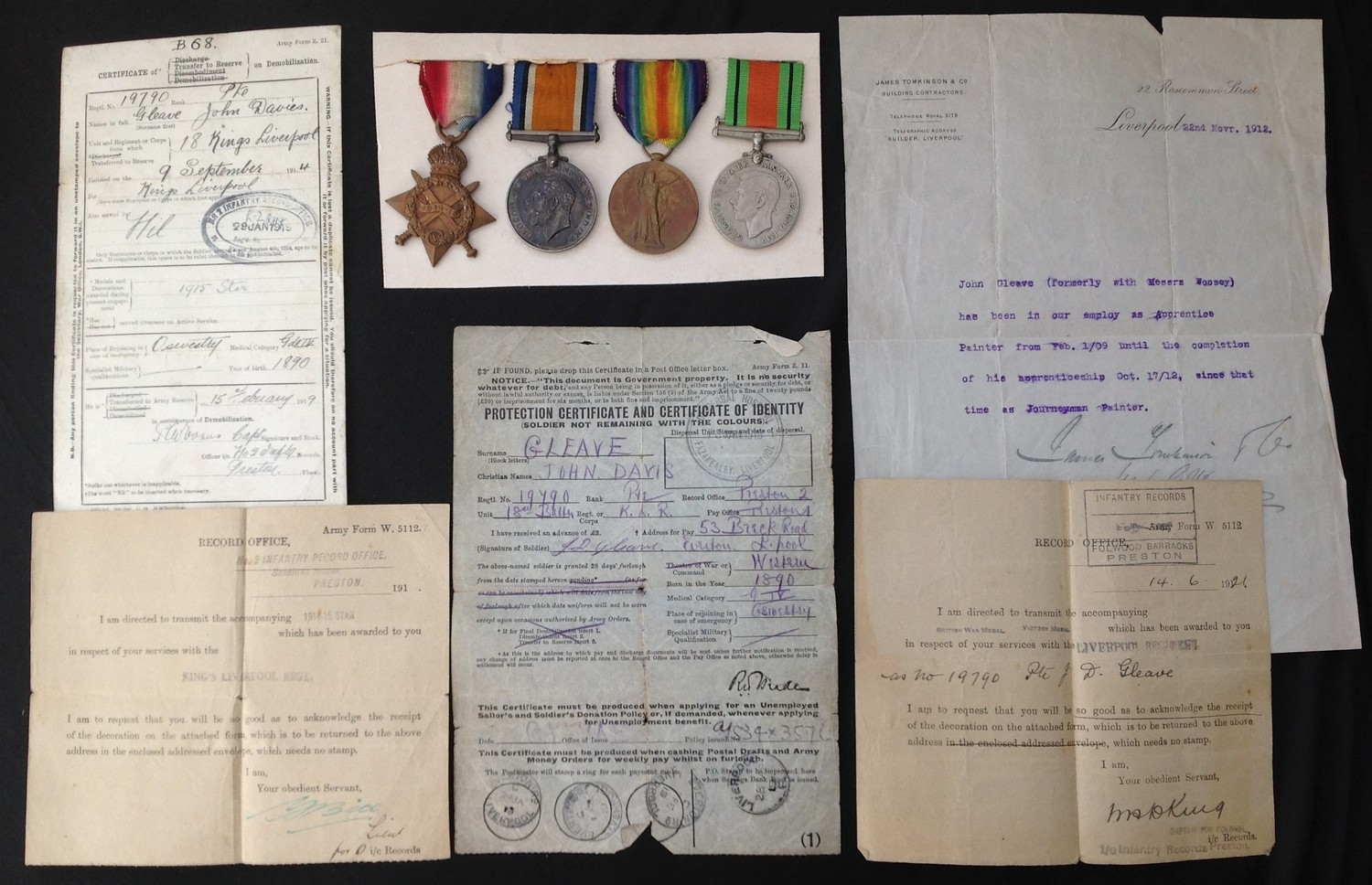 British 1914-15 Star, War Medal and Victory Medal and WW2 Defence Medal