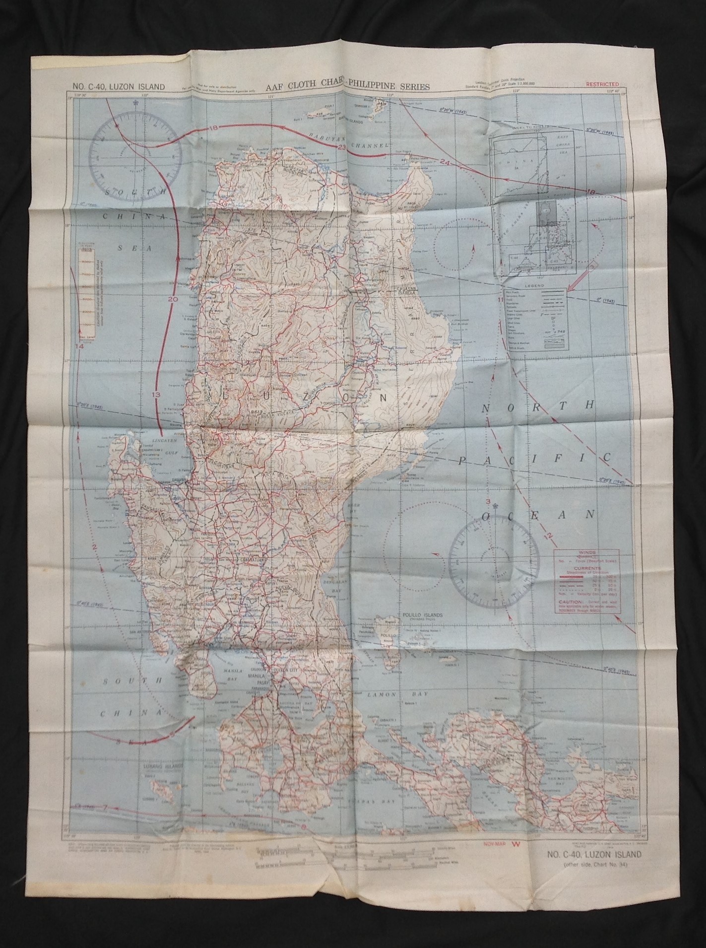 WW2 USAAF Silk Escape & Evasion map of Luzon