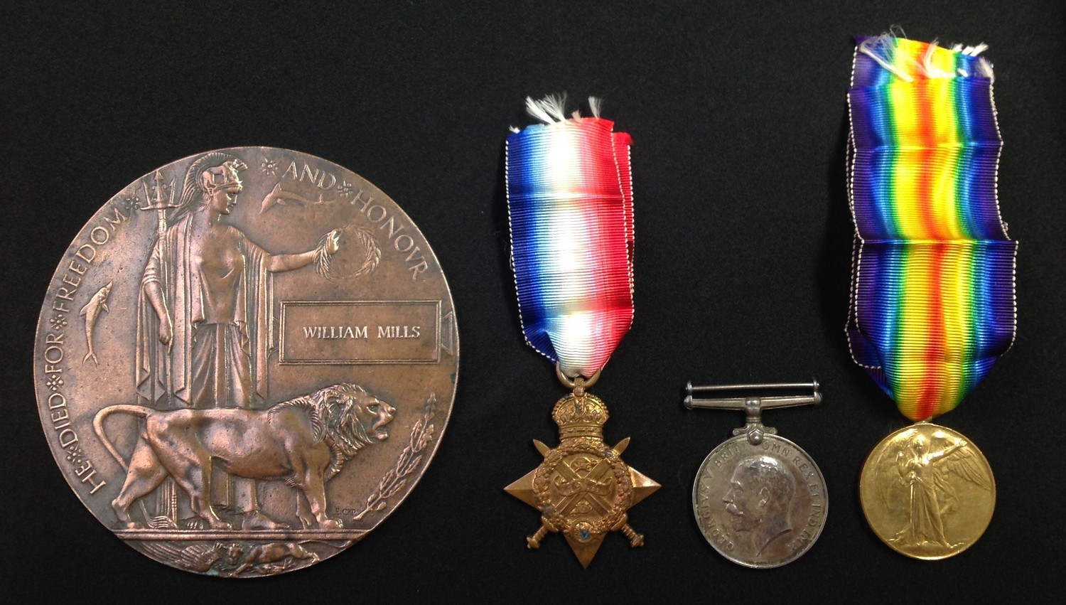 WW1 British 1914 Star, War Medal and Victory Medal & Death plaque