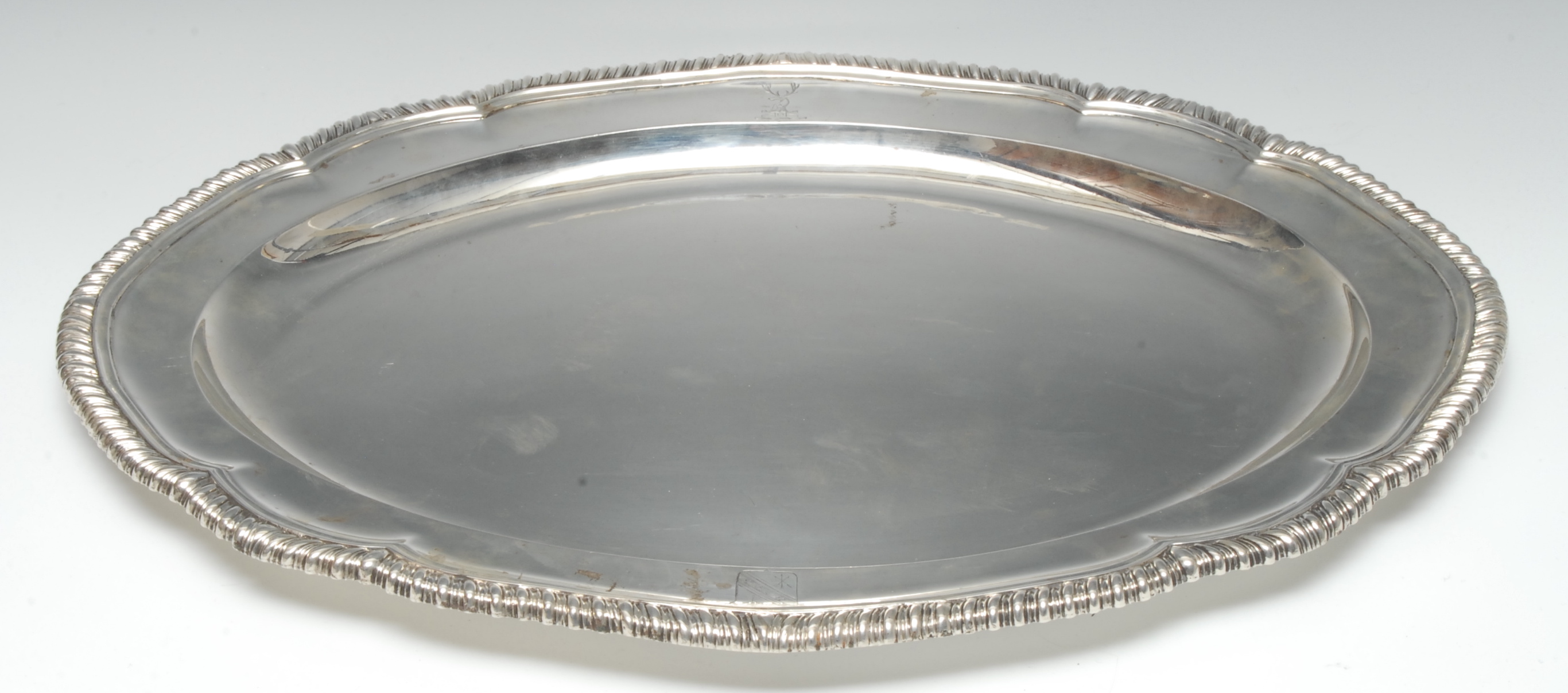 Paul Storr - a large George III silver shaped oval meat dish