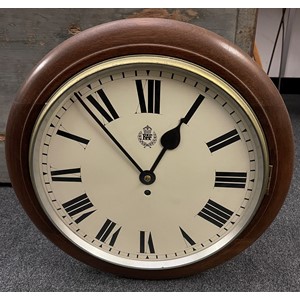 WW2 British RAF Wall Clock with 35cm enamel dial with Roman Numerals and RAF Crest.