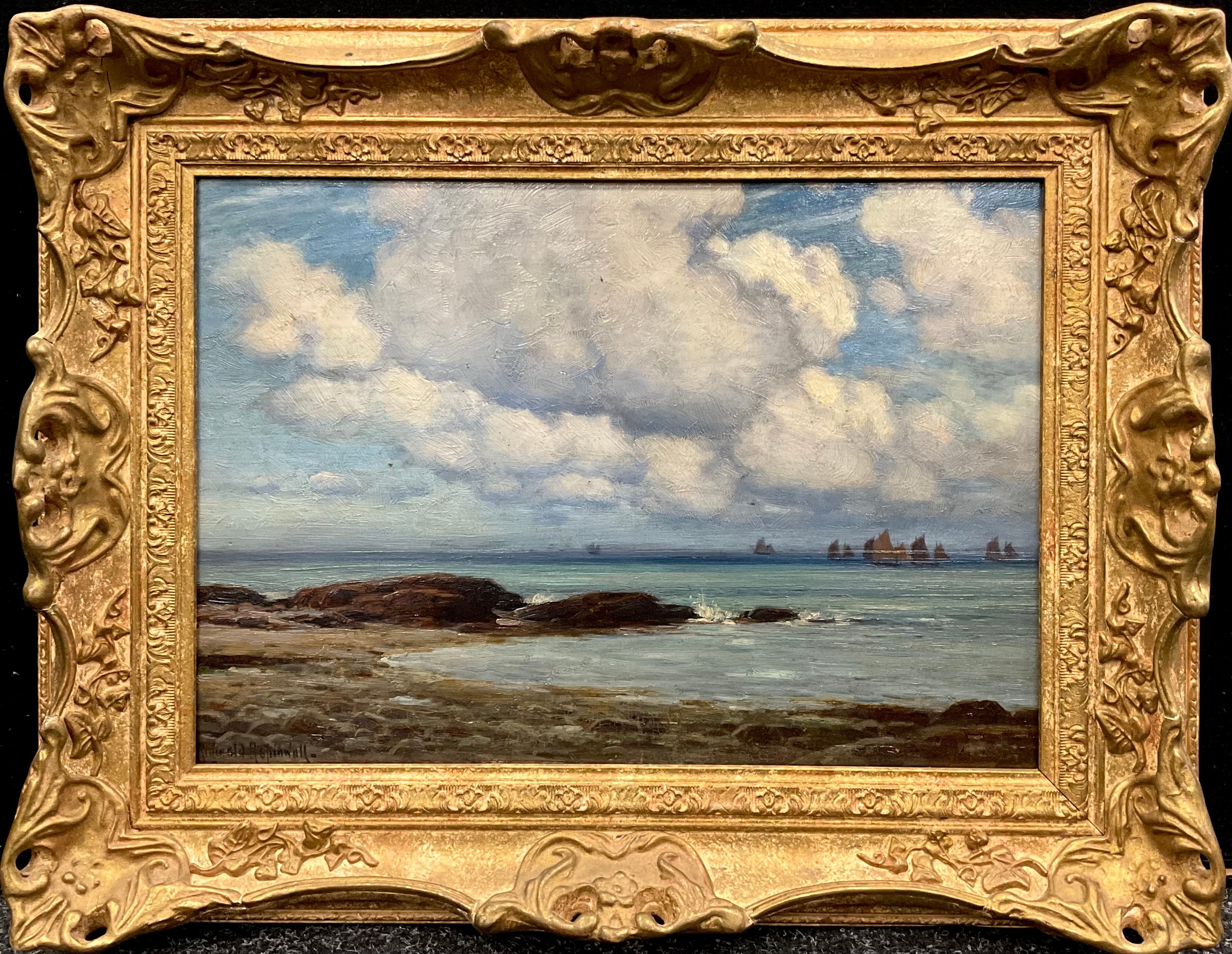 Reginald Aspinwall (1855-1921) Morecombe Bay signed, oil on board, dated 1919 verso, 25cm x 35cm.