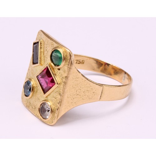 An 18ct gold Gem-Set modernist ring