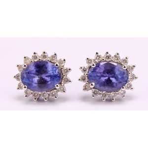18ct white gold Tanzanite and Diamond earrings