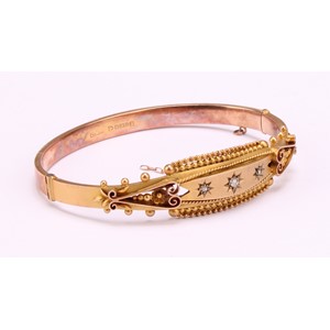 9ct gold Etruscan Revival Rose cut diamond bangle
