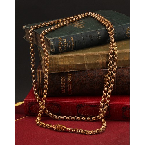 A tested 9ct gold star design belcher chain with fancy flower design fastening