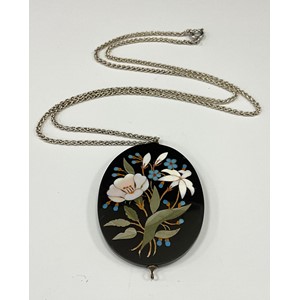 A Victorian Ashford black marble oval necklace pendant