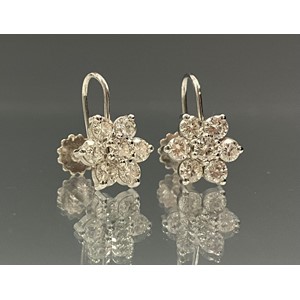 A pair of diamond cluster earrings, each set with seven round brilliant cut diamonds, total estimated diamond weight 1.40ct