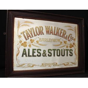 A large late 19th century/early 20th century Taylor Walker & Co rectangular bevelled edged pub/brewery advertising mirror