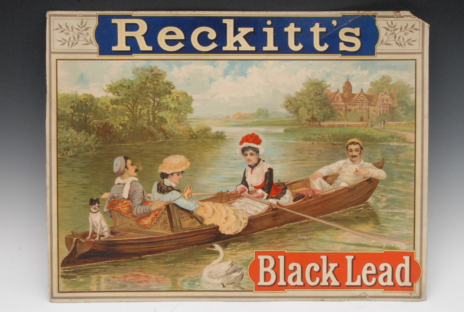 Reckitts Black Lead - a rectangular cardboard advertising sign