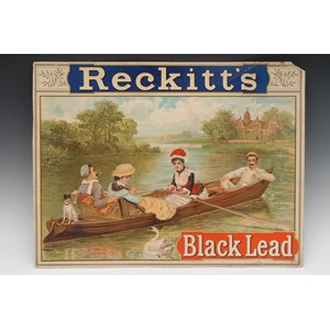 Reckitts Black Lead - a rectangular cardboard advertising sign