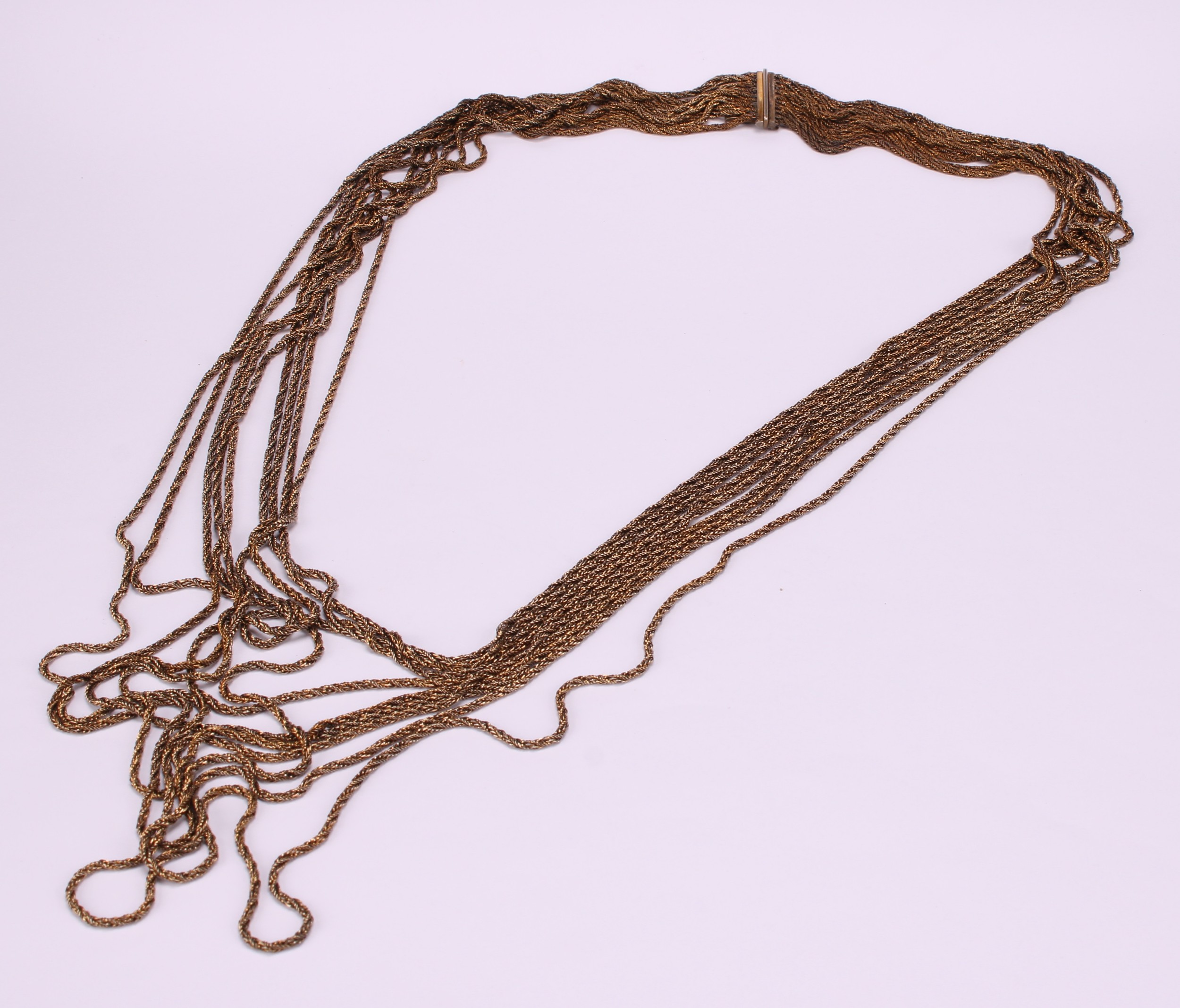 A vintage Christian Dior gilt metal nine-strand necklace