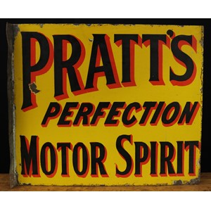 A rectangular shaped double sided flanged enamel sign, 'PRATT'S PERFECTION MOTOR SPIRIT'