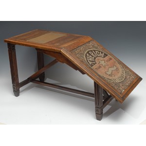 An oak shop display boot polishing stool, Rich Polish, early 20th century