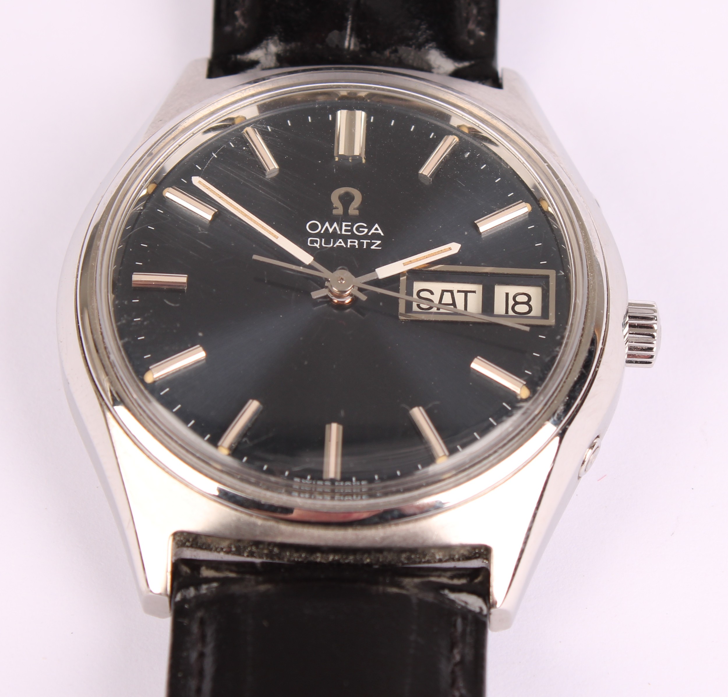 Omega - stainless steel day date wristwatch. ref 196 0065. 5491