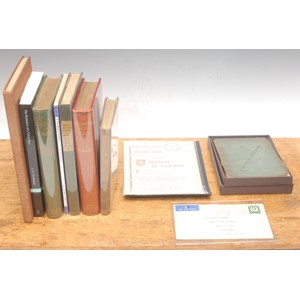 Books – Uranian interest: ten works by Nicholson (John Gambril Francis, 1866-1931) A Chaplet of Southernwood, 1st edn., Derby, Frank Murray 1896 16mo, vii + 75pp, blue paper covered card binding, loose photographic frontis no. 208/234, in handmade box by Nicholas Wilde with prospectus; A Garden of Ladslove (prospectus) 12mo folder, 2pp; A Garden of Ladslove, London, 1st edn., privately printed for the author, 1911,  16mo, 93pp,  grey-brown boards, MS inscr. ‘To Arthur Linton/from the author/with pleasant memories/of Oxford/London May 1912’; In Carrington’s Duty-Week: A Private School Episode 1st edn., London, John Ouseley, n. d. (1919) 12mo, 197pp, envelope rucked in postmarked 1910 and addressed in Nicholson’s hand (to probable former pupil) J. M. Shillington, containing the flyer for the book, with Nicholson’s handwritten identification of the school as Rydal Mount at Colwyn Bay (Denbigh/Clwyd), text marginalia identify all Rydal Mount boys and masters in the story, black titles and vignette to red boards, gilt titles to spine, plastic protector; In the Dreamy Afternoon, London, Gay Men’s Press, 1989, 12mo, 76pp, pb.; The Romance of a Choirboy 1st edn., London, privately printed, 1916, 8vo, 280pp; The Romance of a Choirboy, Portsmouth, Callum James, 2010  245pp, p. b.; Opals and Pebbles, 1st edn.,  London, Roberts & Newton, 1928,8vo, 92 uncut pp, includes three translations from the German and 7 German versions following main text by B. K. Esmarch, bound brown cloth, titles to reserve on front board; Rydal Mount Plays, 1st edn., London, privately printed, 1922, one of 200 copies, 97pp, photographic frontis; (£70) also handwritten letter from Nicholason to Donald Weeks, signed in MS dated 1915 (10)