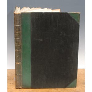Book – Uranian interest: Chubb (Ralph Nicholas 1892-1960), The Heavenly Cupid: or The True Paradise of Loves, Wolverton, Hants., Fairoak, Kingsclere, published by the author, 1934 small folio (15 x 11in/38 x 26cm) composed and printed in script by the author 1932-1933, no. 11 of only 36 copies published, printed on Barcham Green paper 188pp, 96 lithographic illu7s., bound by G. Frewin in half green Niger Morocco, over black ribbed (corduroy) board, 5 raised bands gilt titles to spine, bkplt. Nicholas Wilde (1)
