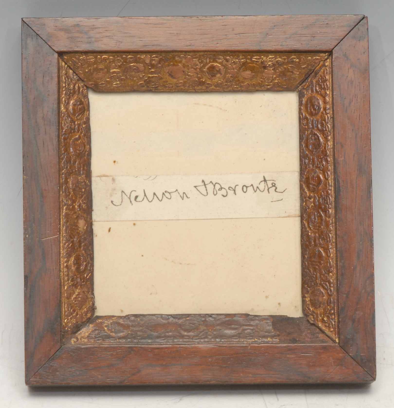 The Napoleonic Wars - Vice-Admiral Horatio Nelson, 1st Viscount Nelson, 1st Duke of Bronte KB (1758 - 1805) - an autograph signature, Nelson & Bronte, in ink, clipped from a document, rosewood frame, 15cm x 14.5cm overall