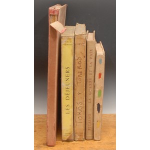 Picasso (Pablo) (1881 - 1973), Les Dejeuners, Editions Cercle D'Art, text Douglas Cooper, 1962; Toros Y Toreros, Editions Cercle D'Art, text Luis Miguel Dominguin, second edition 1962; Les Menines Et La Vie, Editions Cercle D'Art, text Jaime Sabartes, 1958; La Guerre et La Paix, Editions Cercle D'Art, 1954; Aragon (Louis), Shakespeare, illustrated by Picasso, Editions Cercle D'Art, limited edition, 1,283/2,000, 1965 (5)