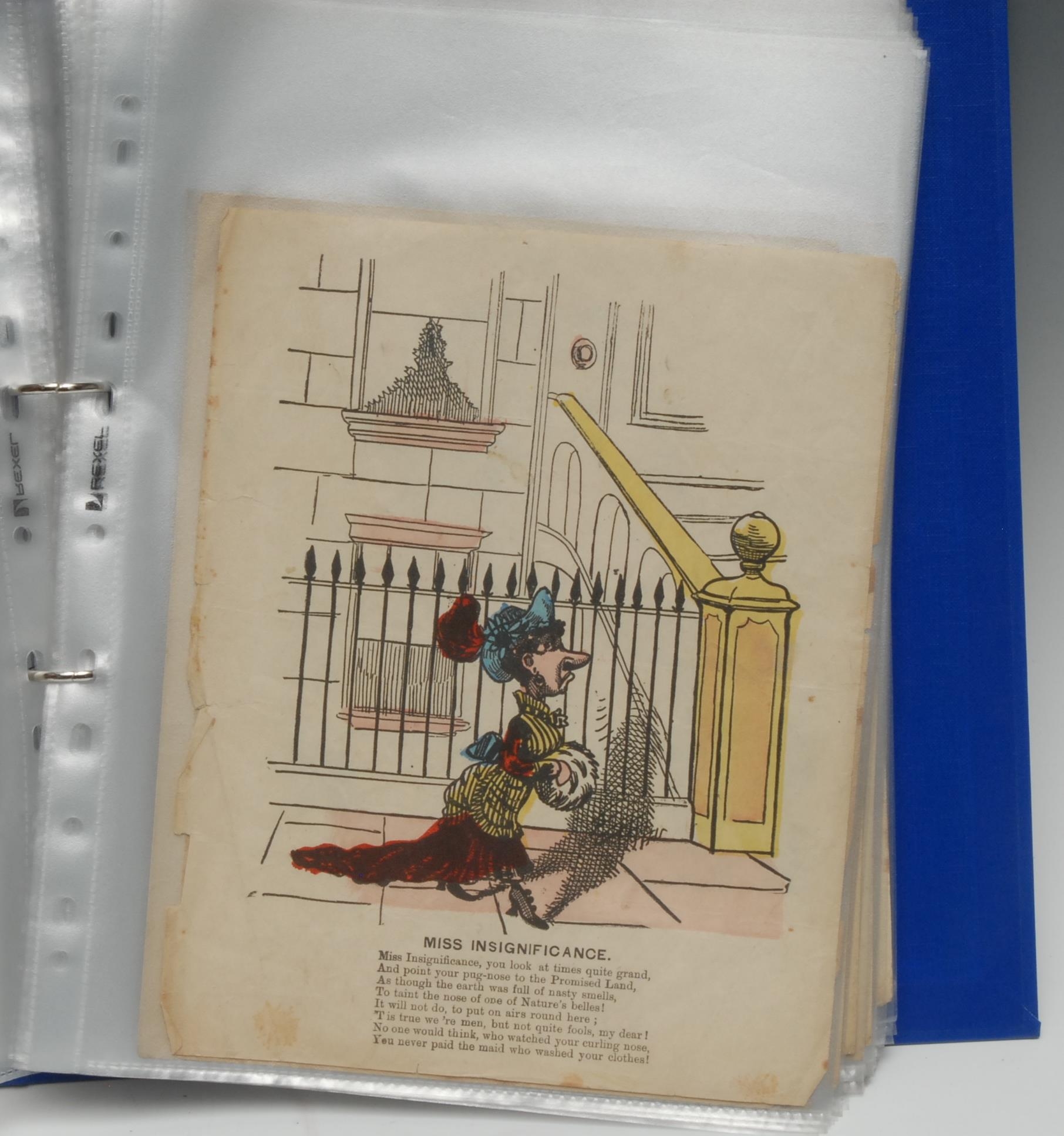 A collection of approx. 67 early-mid Victorian comic Valentines, c. 1830-1870, various publishers and printers, wood engravings, each 'cartoon' contemporaneously hand-coloured, various sizes, [collection]