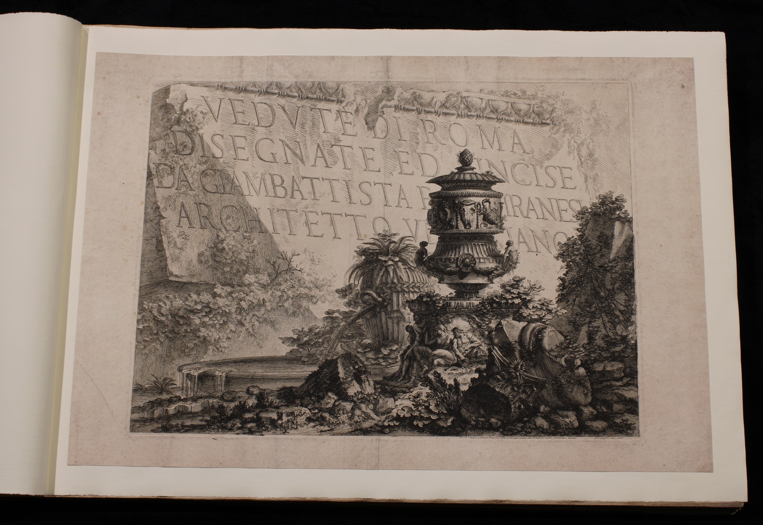 Giovanni Battista Piranesi (1720-1778), by and after, Vedute Di Roma Disegnate Ed Incise Da Giambattista Piranesi Architetto Ve...iano, approximately eighty-nine plates from a series of etchings depicting views of Rome, mid-18th century  Provenance: John Somerville Beaumont (1890 - 1967), prominent architect of Manchester and later Sheffield. It is known that in 1911 he was appointed by the Gilchrist Trustees to the Gilchrist Studentship at the British School in Rome. Here for the next two years his time was spent on Roman research and lecturing to the MSA on architecture of Imperial Rome, and one might conjecture that he acquired the volume at this time. Acquired in 1965 by the present vendor's father Raymond Cowling, a partner in the firm, when taking over the practice. Thence by descent.