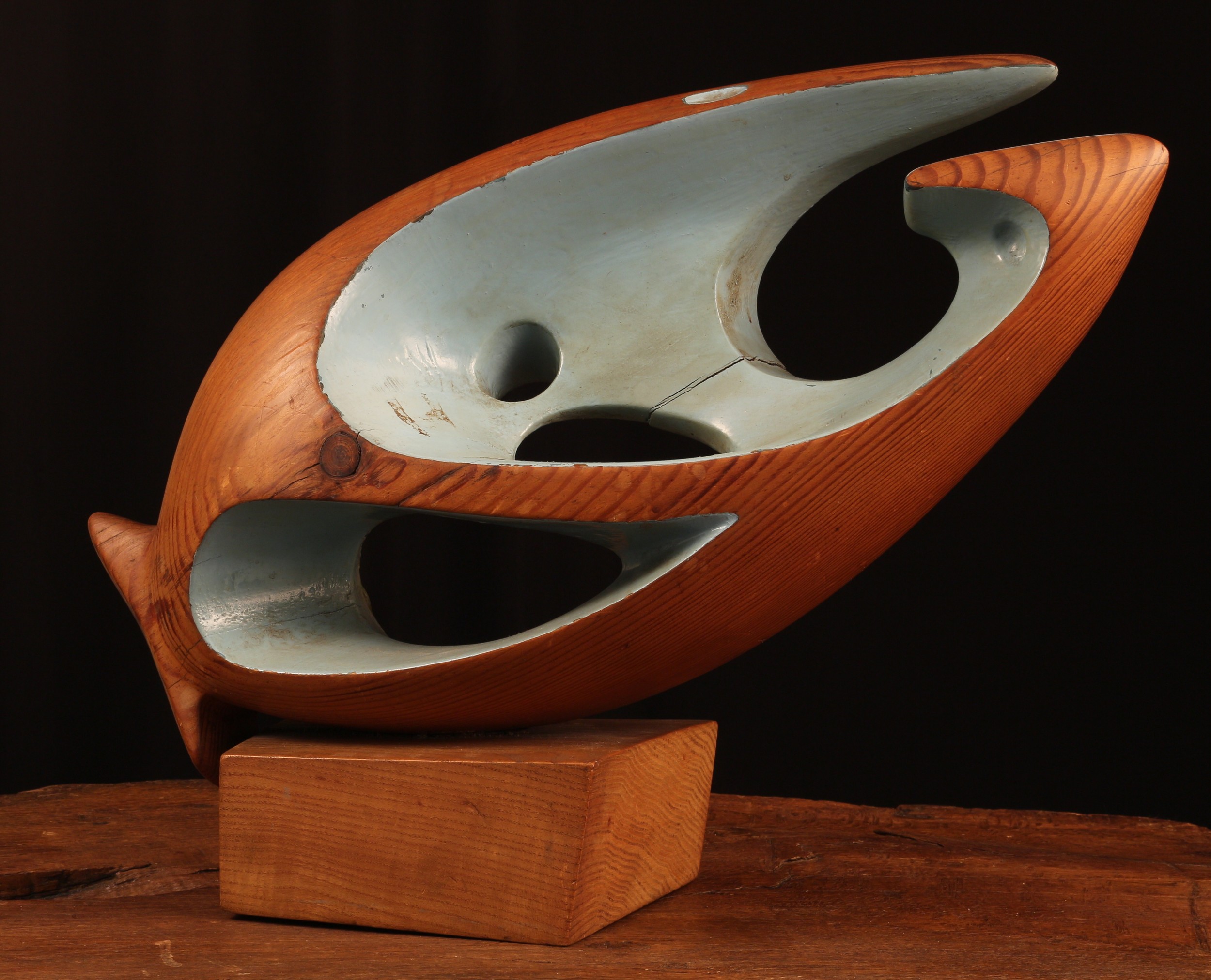 Derrick Kitchen (fl.1957 - 1964), a wooden sculpture, Sea Movement, 33cm high overall