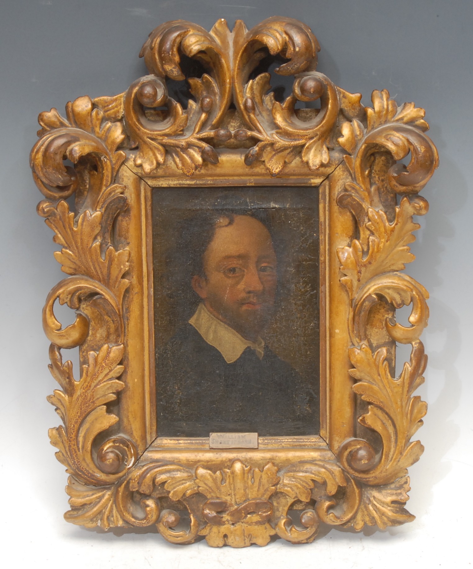 English School (18th century)  Portrait of William Shakespeare  unsigned, oil on canvas, 20.5cm x 13cm, gilt frame