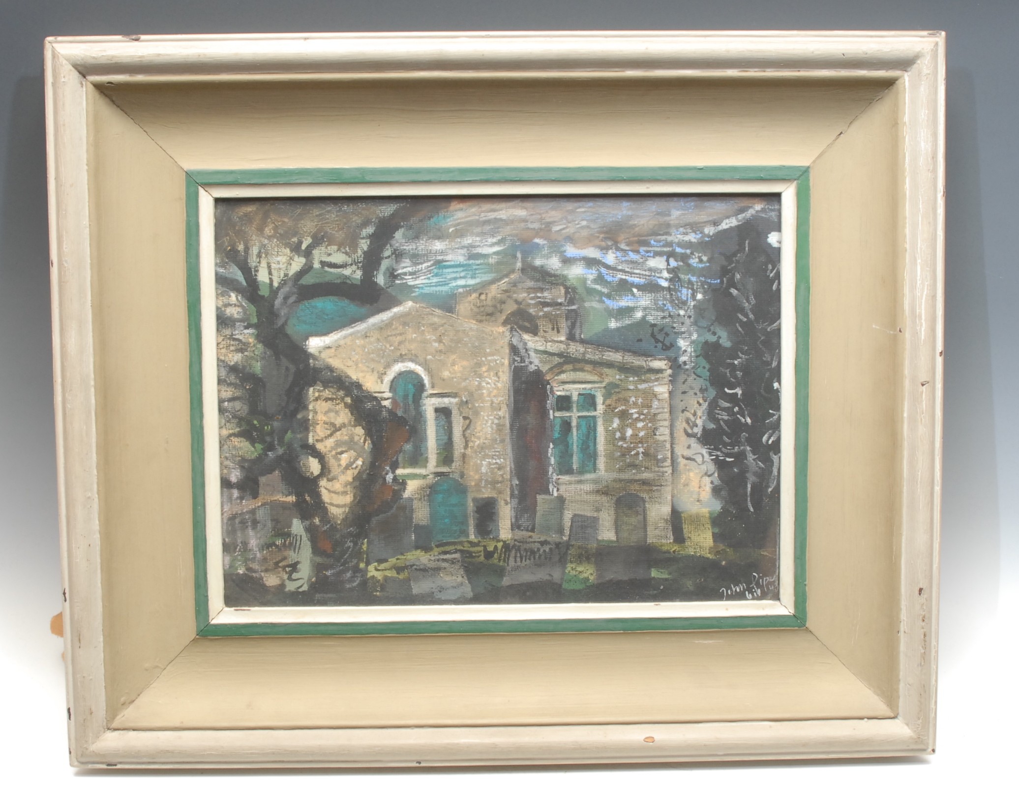 John Piper    Church    signed, oil on board