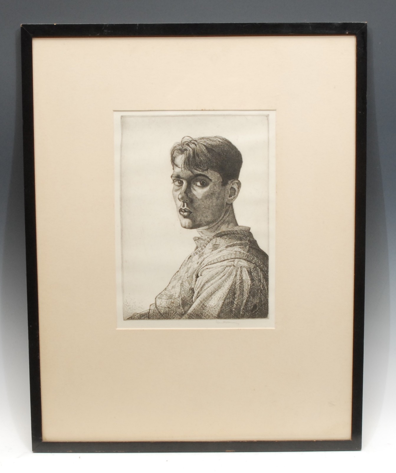 Edgar Holloway (1914-2008)  Self Portrait No 6, 1932  signed, etching, 24cm x 18cm