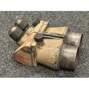 WW2 Third Reich Flak Binoculars 10 x 80 D.F, maker marked "cxn". Serial numbered 112003 & 78106. Original dunklegelb paint.