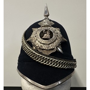 Victorian 1st Volunteer Battalion The Norfolk Regiment Blue Cloth Helmet with all original fittings and helmet plate. Size 7.
