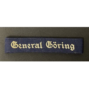 WW2 Third Reich Luftwaffe Enlisted Man's "General Goring" Ärmelband Cuff Title. Full length, uniform removed and still stitched together.