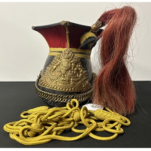 Victorian British 12th Lancers Other Ranks Lance Cap Czapka complete with helmet plate to front, chinscales and cap lines.