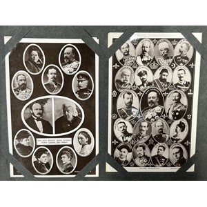 Postcard Photograph Album featuring a collection of cards showing the British Royal family from Queen Victoria, King George V, etc along with cards showing most European Royal Families, inc Russian Romanovs, Japanese Royals, plus British nobility. 1900 to 1930's. The majority are pre WW1 images. Over 300 cards in total plus some press cuttings.