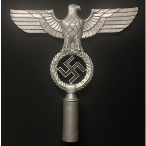 WW2 Third Reich 2nd Pattern NSDAP Banner Top. Pole fixing is marked "RZM M3/40/39". M3/40 is the makers code for "Gebruder Cossack". Issued condition. For the Hoheitsfahnen der NSDAP (Flags of the Political Leadership). Souvenir of a British Serviceman. New to the market.