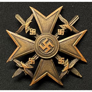 WW2 Third Reich Spanienkreuz in Bronze mit Schwerter - Spanish Cross in Bronze with Swords.  No makers mark.